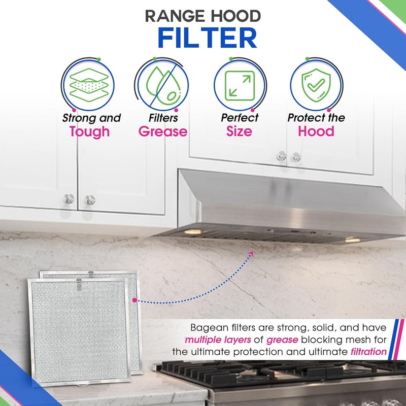 Bagean Stove Hood Vent Filter 11.60” x 11.22” BPQTAF S99010316 Compatible with Broan Range Hood Filter Replacement - Aluminum Mesh Kitchen Overhead Fan Screen - Blocks Grease & Filters Oven Air (1-Pk) - Image 2